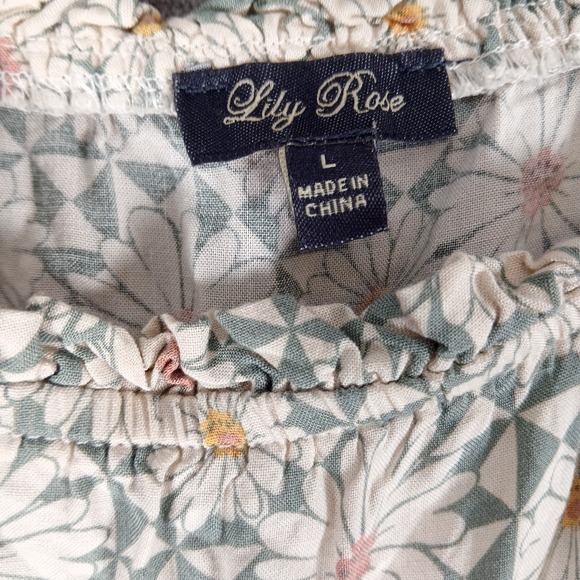 Lily Rose Dress Womens Large Floral Daisies Maxi Slit Strappy Boho Summer Rayon - Picture 3 of 5